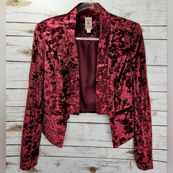 Decree Crushed Velvet Open Front Blazer Size Small - Picture 1 of 9